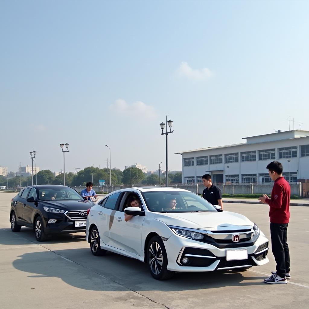 Học viên thực hành lái xe ô tô trên sa hình tại Trung Tâm Đào Tạo Lái Xe Bửu Long